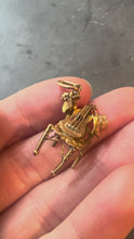 Load and play video in Gallery viewer, Spanish Guitar Castanets Hat Musicians Chair 18K Yellow Gold Charm Pendant
