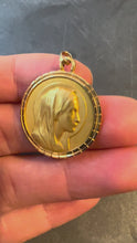 Load and play video in Gallery viewer, French Dropsy Virgin Mary 18K Yellow Gold Medal Pendant
