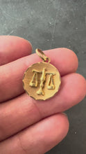 Load and play video in Gallery viewer, Vintage French Libra Starsign Zodiac 18K Yellow Gold Charm Medal Pendant
