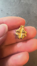 Load and play video in Gallery viewer, Vintage Puffy Shamrock Lucky Four-Leaved Clover 18K Yellow Gold Charm Pendant
