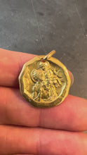 Load and play video in Gallery viewer, Charl Sanne French Saint Christopher 18K Yellow Gold Charm Pendant
