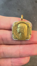Load and play video in Gallery viewer, French Virgin Mary 18K Yellow Gold Pearl Charm Pendant
