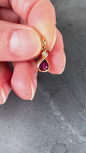 Load and play video in Gallery viewer, Pear Shaped Ruby Diamond 18K Yellow Gold Charm Pendant
