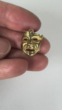 Load and play video in Gallery viewer, Vintage French Comedy Tragedy Theatre Drama Mask 18K Yellow Gold Charm Pendant
