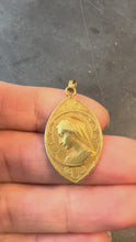 Load and play video in Gallery viewer, French Dropsy Virgin Mary 18K Yellow Gold Charm Pendant
