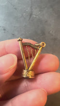 Load and play video in Gallery viewer, Vintage Gold Plated Carnelian Harp Fob Charm Pendant
