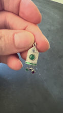 Load and play video in Gallery viewer, Art Deco Cuckoo Clock Platinum Diamond Emerald Ruby Sapphire Charm Pendant
