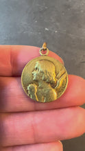 Load and play video in Gallery viewer, Antique French Holy Angel 18K Yellow Gold Religious Pendant Medal
