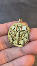 Load and play video in Gallery viewer, Good Luck 13 Hermes Wheel Cards Clover 18K Yellow Gold Lucky Charm Pendant
