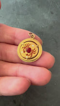 Load and play video in Gallery viewer, Italian Cancer Crab Zodiac 18K Yellow Gold Enamel Charm Pendant
