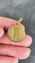 Load and play video in Gallery viewer, Antique French Dropsy Virgin Mary 18K Yellow Gold Medal Pendant Charm
