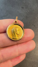 Load and play video in Gallery viewer, French Virgin Mary 18K Yellow Gold Religious Medal Pendant
