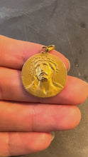 Load and play video in Gallery viewer, French Dropsy Jesus Christ Crown of Thorns 18K Yellow Gold Medal Pendant
