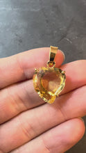 Load and play video in Gallery viewer, French 18K Yellow Gold Citrine Witch's Heart Charm Pendant

