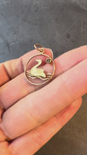 Load and play video in Gallery viewer, 9K Yellow Gold Glass Duck Charm Pendant
