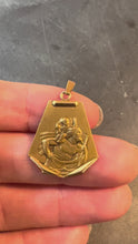 Load and play video in Gallery viewer, Vintage French Saint Christopher 18K Yellow Gold Medal Pendant
