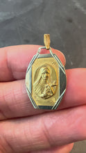 Load and play video in Gallery viewer, French Saint Therese 18K Yellow White Gold Charm Pendant
