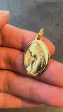Load and play video in Gallery viewer, Monier Perriat French Virgin Mary Oval 18K Yellow Gold Pendant Medal

