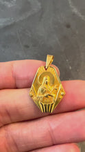 Load and play video in Gallery viewer, French 18K Yellow Gold St Therese Charm Pendant
