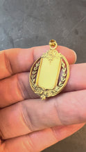 Load and play video in Gallery viewer, Antique French Shield Flowers Roses Leaves Wreath 18K Yellow Gold Medal Pendant
