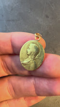 Load and play video in Gallery viewer, French Virgin Mary Lily Among Lilies 18K Yellow Gold Oval Pendant Medal
