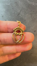 Load and play video in Gallery viewer, French Intertwined Crowned Sacred Hearts 18K Yellow Gold Charm Pendant
