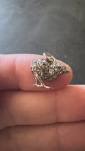 Load and play video in Gallery viewer, Antique 18K Rose Gold Silver Ruby Diamond Chick Charm Pendant
