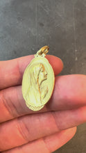 Load and play video in Gallery viewer, French Sellier Virgin Mary 18K Yellow Gold Medal Charm Pendant
