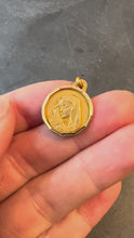 Load and play video in Gallery viewer, French Virgin Mary 18K Yellow Gold Medal Charm Pendant
