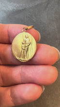 Load and play video in Gallery viewer, Antique French Ovide Yencesse Angel 18 Karat Yellow Gold Medal Pendant
