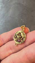 Load and play video in Gallery viewer, French Art Nouveau Griffon Chimera 18 Karat Yellow Gold Ruby Charm Pendant
