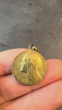 Load and play video in Gallery viewer, Antique French Emile Monier Virgin Mary 18K Yellow Gold Pendant Charm Medal
