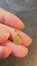 Load and play video in Gallery viewer, Small Vintage French St Christopher 18K Yellow Gold Charm Pendant with Key Chain
