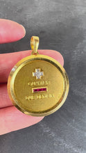 Load and play video in Gallery viewer, Large Augis French Plus Qu’Hier Ruby Diamond 18K Yellow Gold Love Charm Pendant
