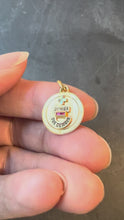 Load and play video in Gallery viewer, Augis Plus Qu’Hier 18K Yellow White Gold Enamel Lab Created Ruby Love Pendant
