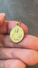 Load and play video in Gallery viewer, French Mazzoni 18K Yellow Gold St Therese Religious Saint Medal Pendant
