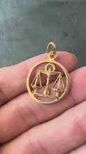 Load and play video in Gallery viewer, French Zodiac Libra Starsign 18K Yellow Gold Charm Pendant
