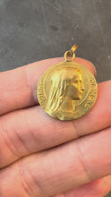 Load and play video in Gallery viewer, French Dropsy 18K Yellow Gold Virgin Mary Charm Pendant
