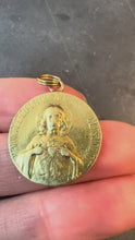 Load and play video in Gallery viewer, French Sacred Heart Madonna and Child 18K Yellow Gold Religious Medal Pendant

