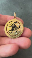 Load and play video in Gallery viewer, Italian Zodiac Scorpio Starsign 18K Yellow Gold Enamel Charm Pendant
