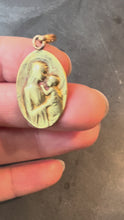Load and play video in Gallery viewer, French Dropsy Madonna and Child 18K Yellow Gold Medal Pendant
