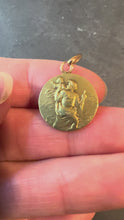 Load and play video in Gallery viewer, Antique French Rasumny Saint Christopher 18K Yellow Gold Medal Pendant
