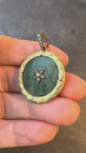 Load and play video in Gallery viewer, Lucky Star Shagreen 18 Karat Yellow Gold Pearl Diamond Charm Pendant
