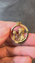Load and play video in Gallery viewer, French 18K Yellow Gold Mother and Child Rose Medal Pendant
