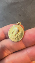 Load and play video in Gallery viewer, French Dropsy Virgin Mary Ave Maria 18K Yellow Gold Charm Pendant
