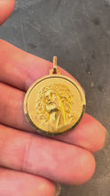 Load and play video in Gallery viewer, French Grun 18K Yellow Gold Jesus Christ Crown of Thorns Medal Charm Pendant
