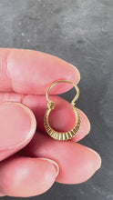 Load and play video in Gallery viewer, Vintage French 18 Karat Yellow Gold Lever Back Ridged Hoop Earrings
