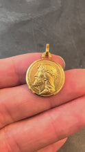 Load and play video in Gallery viewer, French 18K Yellow Gold Jesus Christ Crown of Thorns Medal Charm Pendant
