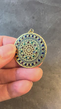 Load and play video in Gallery viewer, French Window Plique A Jour Enamel 18K Yellow Gold Pendant Medal
