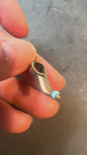 Load and play video in Gallery viewer, Curled Toe Shoe 14K Yellow Gold Blue Bead Charm Pendant
